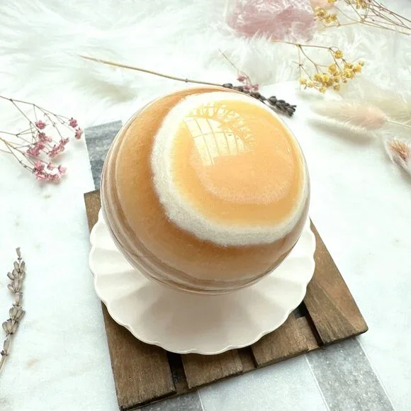 Gorgeous Banded Orange Calcite Sphere - Picture 4 of 8